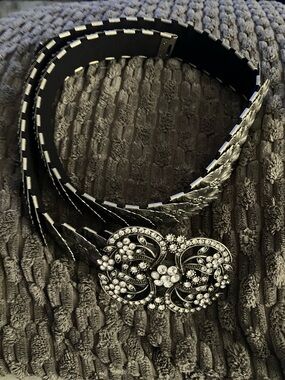 Rhinestone Buckle Floral Western Belt